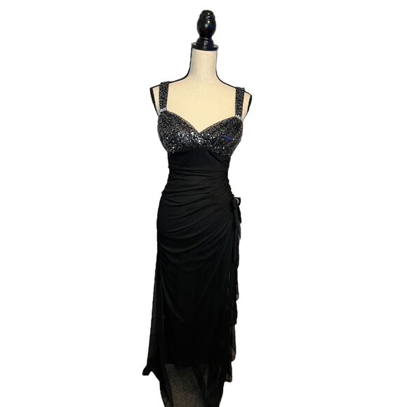BLONDIE NITES by Stacy Sklar Formal Evening Dress Sweetheart Neck Black Size 3 - Picture 2 of 7
